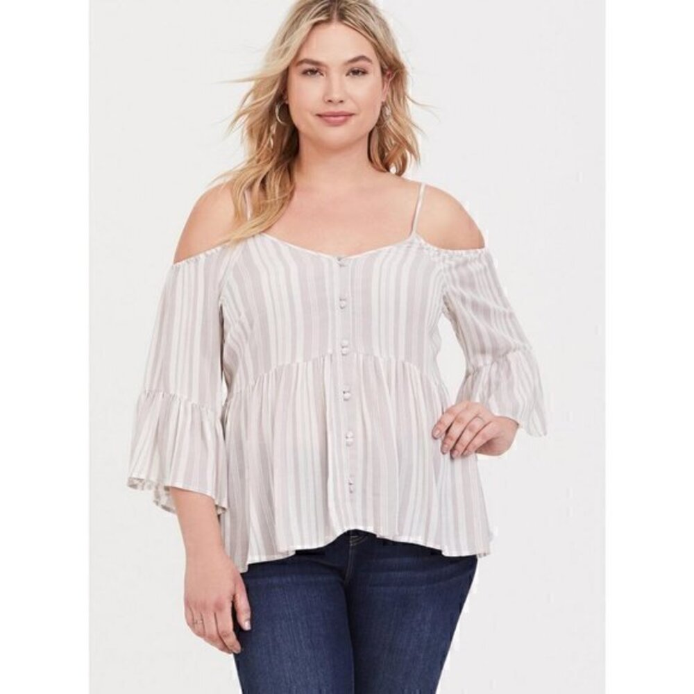 Torrid Babydoll Rayon Crepe Cold Shoulder Top Plus Size 1X